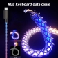 Drop Ship 4.6ft Coiled RGB Light-Emitting Type C USB Cable for Mechanical Gaming Keyboard, GX16 Aviator Connector Luminous Cord